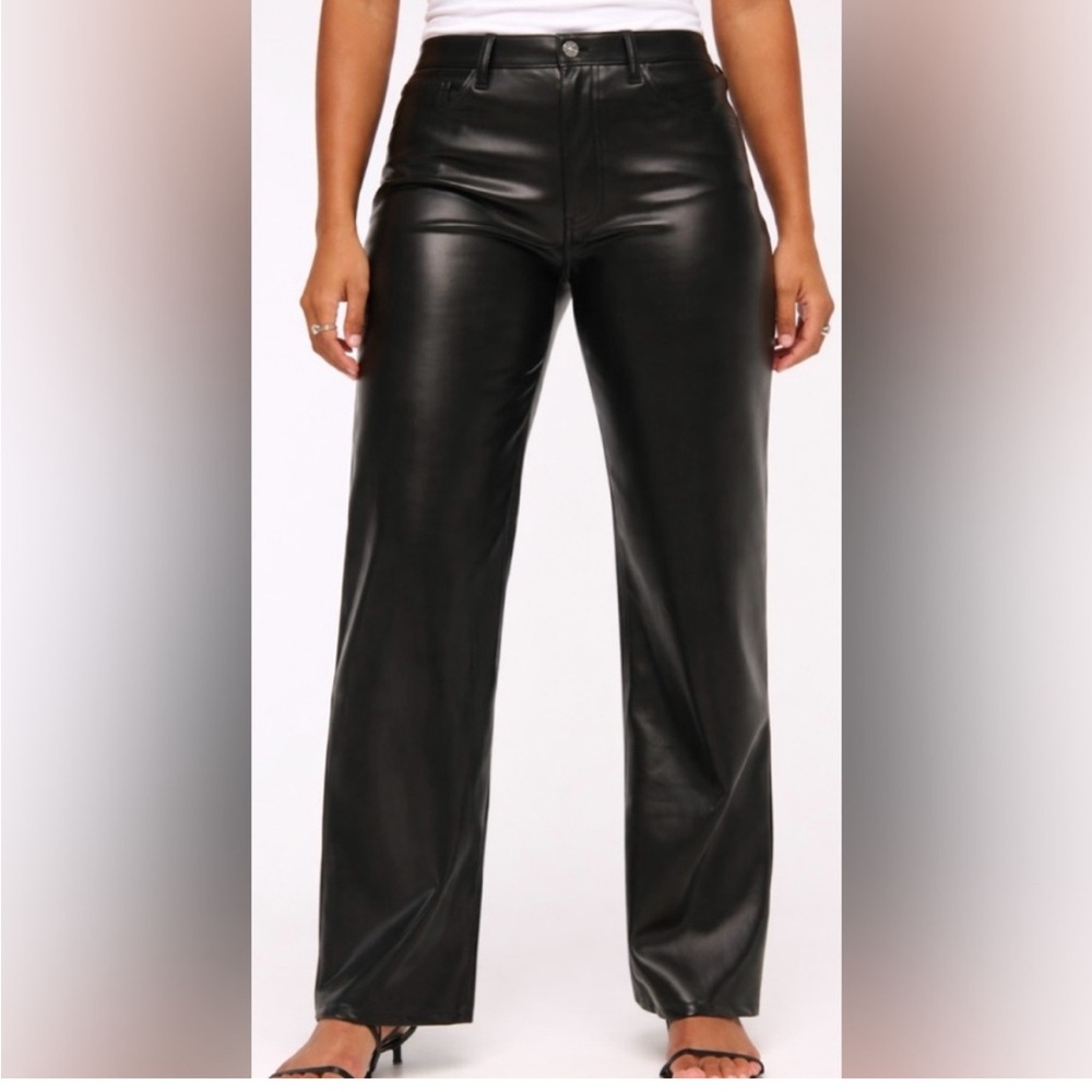 Abercrombie & Fitch Curve Love 90s Straight Vegan Leather Pants Ultra High Rise